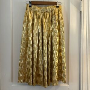 Buru Gold Metallic Pleated Skirt